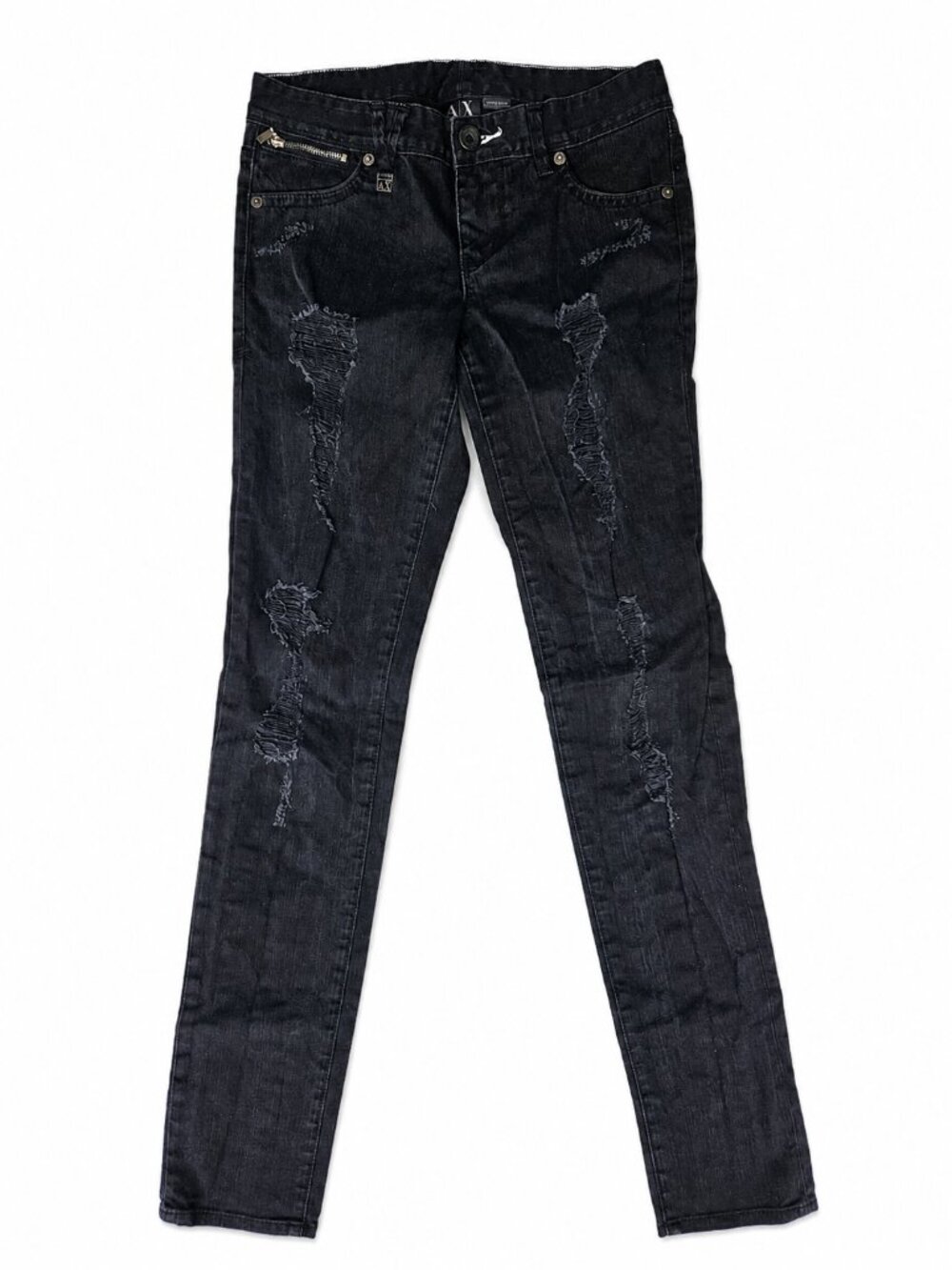 Armani Exchange A|X Black Distressed Skinny Jeans Women's Size 2